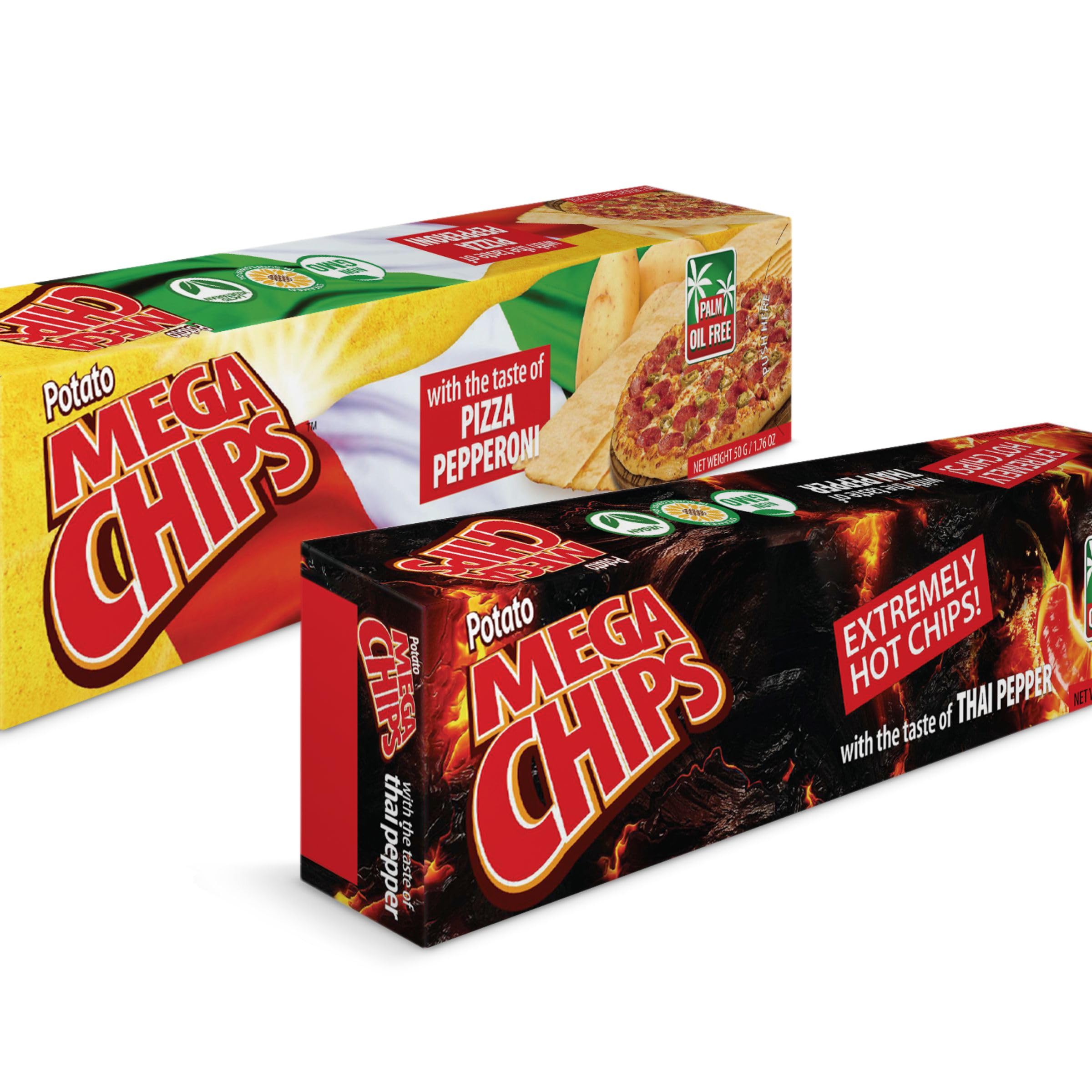 Mega Chips Thai Pepper & Pizza Pepperoni Flavour Combo - Imported